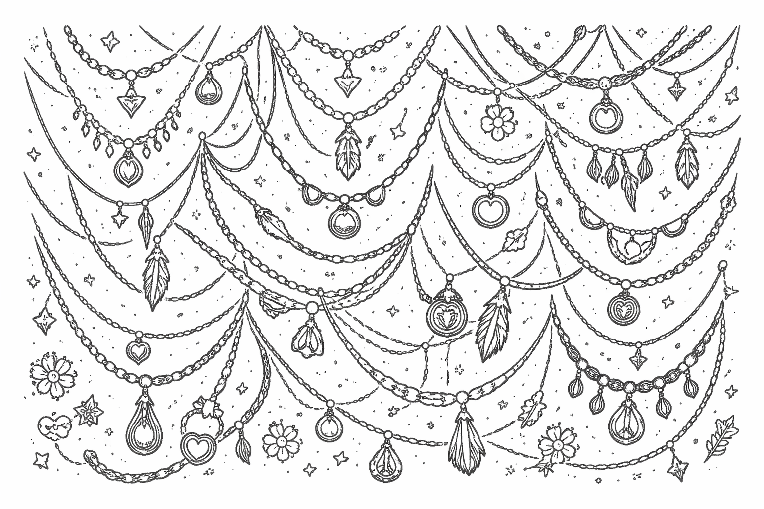 different kinds and sizes of necklaces